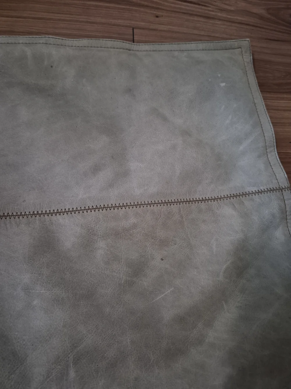 Pottery Barn Patchwork Leather Pillow Cover Gray Taupe 26x16 Rustic Modern